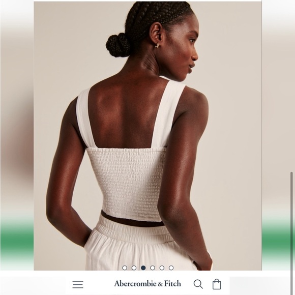 NWT Abercrombie Cropped Linen-Blend Corset Top, size large, black - Picture 3 of 7